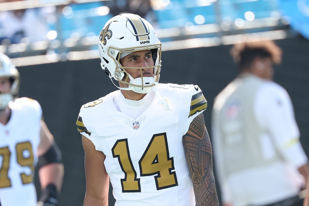 Welcome back to the Cheap WR Volume column -- your one-stop shop for all of our favorite discounted wideouts. Realistically, this list can be used for cash games or tournaments as we can be looser with the WR spots in our lineups, showing profit with lower-owned plays (vs. RBs) and cheaper salaries (vs. RBs). I’ll try to be sure to contextualize the plays we expect to be popular both as cash-game “locks” and tournament options, as well as hit on some deeper cuts. There are many paths to increased volume for cheap WRs throughout the season, especially early on. Volume is what we’re looking for -- even at the cheap end. The surest path to fantasy points is simply opportunity, and this article will explore projected opportunities for these cheap wide receivers. Each week, I’ll discuss my favorite main-slate wideouts at under $5,000 on DraftKings and $6,000 or cheaper on FanDuel who we project for five-plus targets. Please note that this is not a full look at all cheap WR options; just the ones we deem worth mentioning. Be sure to consult our Projections (DraftKings, FanDuel), Top Plays, and Silva’s Matchups for more context on the position as a whole. DraftKings & FanDuel Adonai Mitchell ($4,400 DK, $5,700 FD) and John Metchie III ($4,300 DK, $5,600 FD) – The Jets' WR duo has become a weekly staple here. Metchie has been a bastion of consistency purely from a target share standpoint, posting 23.5%, 24.2%, and 28.6% target shares in his last three games. Mitchell has been all over the place but has a 25.4% target share over the last month overall, including a monster 36.4% share in Week 13. Efficiency is a major question mark with rookie Brady Cook set to start, but at least the volume should be there for both Metchie and Mitchell.